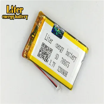 1.0 MM 2pin conector Baterie cu Litiu 3.7 V 705075 3200mah e-carti GPS PDA lipo baterie litiu-polimer li-ion