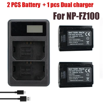 2 BUC np fz100 Baterie Reîncărcabilă+LED Dual Port np-fz100 Incarcator Pentru Sony NP-FZ100, BC-QZ1, Sony a9, a7R a III-a, a7 III, ILCE-9