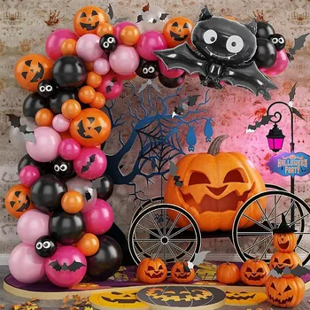 2022 DIY Decorare Halloween Balon Ghirlanda Arc Kit Black Bat Dovleac Latex, Baloane Folie Halloween Boo Consumabile Partid Prop