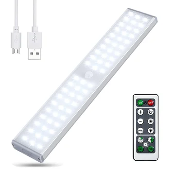 60/80LED Cadrul Cabinetului de Lumina Cu Telecomanda USB Reîncărcabilă Senzor de Mișcare fără Fir Dulap Lumina de Noapte Pentru Dulap Dulap de Bucatarie