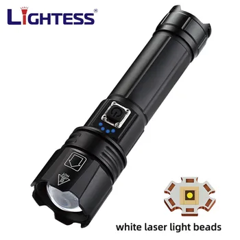 Alb cu Laser Lanternă Tactică USB Reîncărcabilă Portabil Zoom Lanterna 50000 Lumeni LED-uri Puternice Lanterna bătaie Lungă 2000M