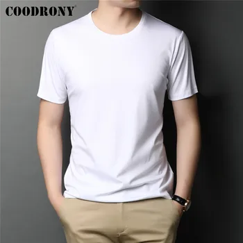 COODRONY Brand de Înaltă Calitate Vară Cool Cotton Tee Top Clasic Culoare Pură Casual, O-Gat Maneci Scurte T Shirt pentru Bărbați Îmbrăcăminte C5202S