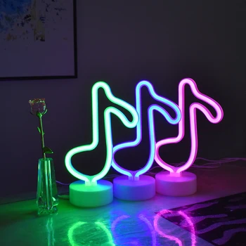 Creative Muzica a CONDUS Forma Neon Lumina de Noapte Baterie USB Masă Lampă de Noapte cadou de Crăciun Pentru Copii, Camere Dormitor Decor Petrecere