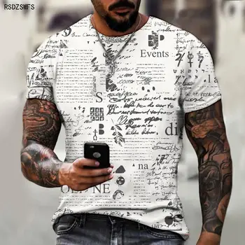Europene și Americane Retro Imprimare 3d Litere, Moda de Vara Frumos Bărbați și Femei Vrac Scurt cu mâneci Supradimensionate T-shirt