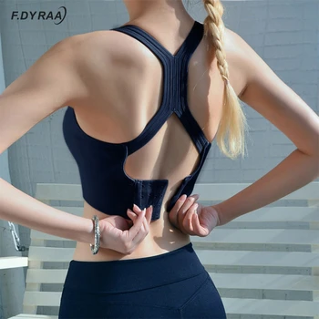 F. DYRAA 2022 Sexy Sutien de Sport Spate Solid Yoga Rezervor de Top pentru Femei Fitness Push-up Sport rezistent la Șocuri fără Sudură de Funcționare Antrenament Rapid Uscat Sutien