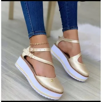 Femei Pantofi Casual 2022 Moda de Primăvară Solid cu Catarama Sandale de Doamnelor de Mari Dimensiuni Fund Gros Respirabil Usoare Pantofi Plat