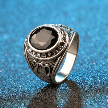 Negru de Epocă Mare Opalul ring Pentru Bărbați /Femei anel masculino brand Retro de culoare de argint bijuterii en-Gros biker ring anelli