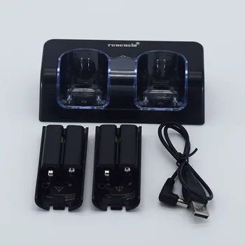 Negru Gamepad Baterie Reîncărcabilă + Quad 2 Încărcător Stație de Andocare Kit pentru Wii Remote Gaming Controller de încărcare