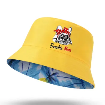 Noi Drăguț Bulldog Francez Mama Amuzant Frenchie Cadou De Imprimare Bărbați Femei Pălărie Găleată În Aer Liber Panama Pescuit Capac Pălărie Pescar Pescuit Pălărie