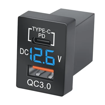 Noul Incarcator QC3.0 USB Masina Încărcător Priză PD-C Tip Încărcător Cu LED-uri Voltmetru Digital Pentru Noua Toyota Încărcare Rapidă