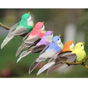 Pachet de 12 Artificiale Păsări cu Pene de Grădină în aer liber Statui pentru Bonsai Cuier Decor Gazon