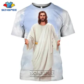 SONSPEE de Imprimare 3D Religia lui Hristos Isus, Dumnezeu Femei Barbati Tricou Topuri Casual Streetwear Harajuku Hip Pop Desene animate Tee Îmbrăcăminte