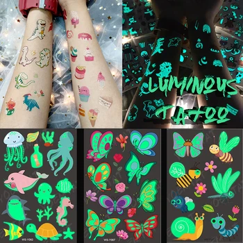 Tatuaj Transfer Pentru Copii Baieti Fete Copilul Temporară Drăguț Sclipici Copii Luminos Copii Floare Fluture Animal Stralucitoare Tatoo