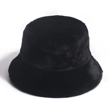 Toamna Si Iarna Cald Gros Moale De Lână De Miel Femei Găleată Pălărie De Culoare Solidă De Sex Feminin Doamnelor Plat Pălărie Beanie Capota