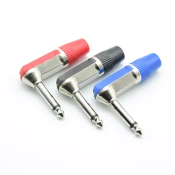 1 buc 6,35 mm / 6.5 mm 3 Pol Stereo Mufă Audio de sex Masculin Conector 90 Grade Amplificator de Microfon 6,35 mm TRS Plug negru rosu albastru