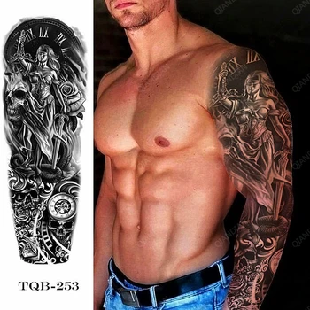 1 buc Bărbați Brat rezistent la apa Tatuaje Temporare Autocolante de Arta Rece Metalice Craniu Ceas Monstruozitate Bestia Tatuaje