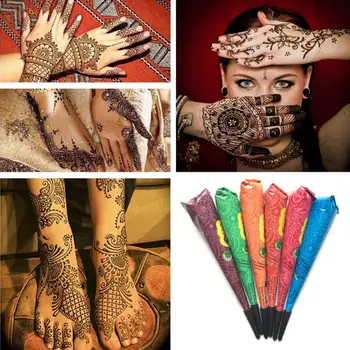 1 buc Tatuaj Henna Tentă Inserați codul Indian Impermeabil Tatuaj Mehndi Desen pe bază de Plante Naturale Corp Vopsea de Cerneală Crema Formă de Con TSLM2