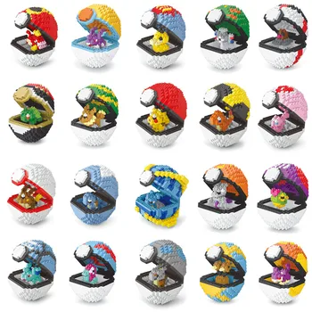 10 Stiluri de Micro Blocuri Pokemon Kawaii Bile Cărămizi de Construcție Set Asamblat Pikachu Bulbasaur Squirtle Educative pentru Copii Jucarii