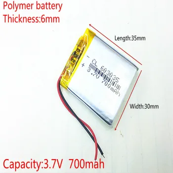 10buc 3.7 V 700mAh 603035 Litiu-Polimer Li-Po, li-ion Reîncărcabilă de celule de Baterii Pentru Mp3 MP4 MP5 mobil GPS bluetooth