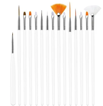 15 BUC Gel de unghii Pictura Desen Mâner de Plastic Set de Perie de Unghii Gel Perie de Unghii Nail Art Dotting Pictura Perie Pen Tool 