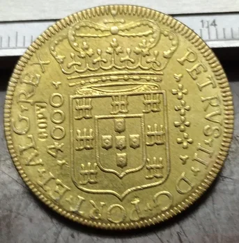 1699 Brazilia 4000 Reis -Pedro II Copia 22K Placat cu Aur de monede