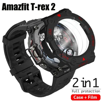 2-în-1 Pentru Amazfit T-REX 2 Case + Screen Protector PC Greu Capacul de Protecție Bara T-rex 2 Sticlă Călită Film