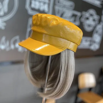 202011-shi dropshipping moda pu palarie mozaic Rece False doamna de păr serviciu de Octogonal pălărie de femei de agrement viziere capac
