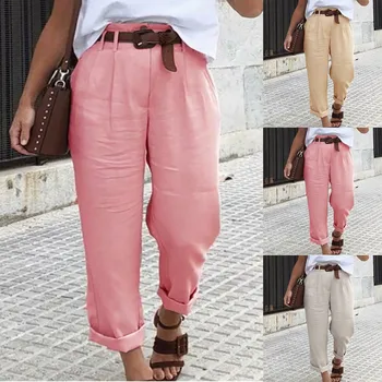 2021 Vara Pantaloni Casual pentru Femei de Moda Casual, Pantaloni Culoare Solidă Buzunar Sexy Pantaloni Largi Streetwear