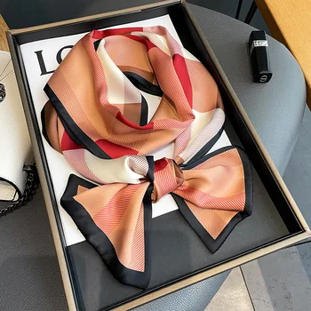 2022 Nou Design De Lux Panglică De Mătase Eșarfă Carouri Bentita Cravată Fular Parului La Femei Eșarfe Gât Cravate Doamna Slab Eșarfe