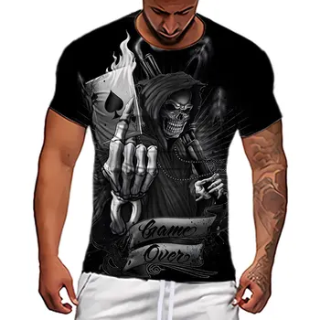 2022 Vara Barbati Tricou de Moda Înfricoșător Grim Reaper Tipărite Barbati Casual T-shirt Hip-Hop Street Topuri Tricou Unisex Harajuku Tricouri
