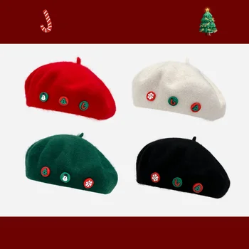 2023 Roșu Crăciun Berete Toamna și Iarna Atmosferă Caldă de Lână Drăguț Bereta Pălării pentru Femei Japoneze Retro Pictor Capac Bonnet