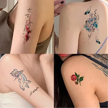 21 Diferite Stiluri de Desene animate Autocolante Tatuaj Temporar rezistent la apa Schiță de Flori Simplu Autocolant Tatuaj pentru Femei, Barbat