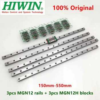 3pcs liniare Hiwin feroviar MGN12 150 200 250 300 330 350 400 450 500 550 mm MGNR12 ghid +3pcs MGN12H bloc transportul imprimantei 3D CNC
