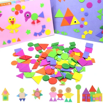 400/200pcs Spuma Autocolante Puzzle Geometrie Auto-Adeziv EVA Autocolante Copii, Educație pentru Copii DIY Montessori Jucării Pentru a Face Cadou