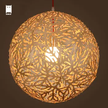 50cm Lemn Mingea Coral Pandantiv Lumina Cordon Fixare Japoneză Modernă în Stil Rustic Lampă de Agățat Luciu Luminaria de Mese, Camera de zi