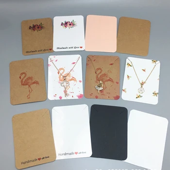 50Pcs 7.8x5.6cm Patrati Bratari Coliere Carduri cu Display Pentru Bijuterii DIY Face Floare Flamingo Imprimare Hârtie Kraft Atârnă Eticheta de Preț