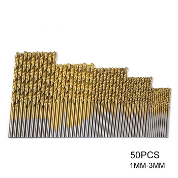 50pcs Titan Acoperit Set burghie Mayitr HSS Mini Extractor Burghiu de 1/1.5/2/2.5/3mm Pentru Lemn Metal Aluminiu Instrumente de Foraj