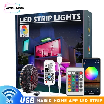 5M/16.4 ft WIFI USB Bandă LED 5050 SMD RGB Banda de Lumina USB TV Iluminare Inteligent Flexibil Panglică de Lucru cu Alexa Google Asistent