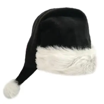 75cm Adult Negru de Pluș Mult Pălărie de Crăciun Xmas Costum Pompom Moș Crăciun Capac