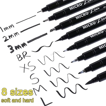 8Pcs Micron Linie de Pixuri Caligrafie Neelde Desen de Mână Litere Creion rezistent la apa Pigment Schiță de Artă Markeri Pen Design Supplie