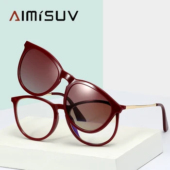 AIMISUV Rotund Vintage Clip Magnetic Polarizat ochelari de Soare Femei 2023 Moda Optice Ochelari baza de Prescriptie medicala Cadru Femei UV400