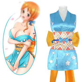 Anime Cosplay-O singură Bucată Nami Cosplay, Costume de Îmbrăcăminte fără Mâneci Fantă Laterală fusta scurta pentru Femei Fancy Rochie de Petrecere, Costume de
