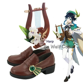 Anime Genshin Impact Venti Joc Cosplay Pantofi PU Cizme din Piele Custom-made Venti Cosplay Harpă elemente de Recuzită de Armă Harpă Halloween