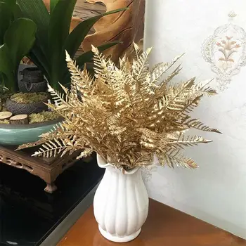 Artificial, Fals Frunze De Aur, Argint Plastic Simulare Plante Frunziș Frunze De Flori De Craciun Petrecere De Nunta Garden Home Vaza Decor