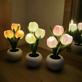 Artificiale, Banchet, Flori Atmosferă Lumini LED-uri Tulip Formă de Lumină pentru Petrecerea Camera de zi de Decorare Dormitor Cadou