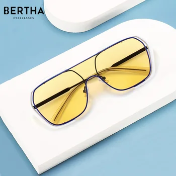 BERTHA Supradimensionate, ochelari de Soare Moda Pentru Femei de Brand Designer de Lentile Integrat Bărbați Ochelari Ochelari Anti-UV, Parasolar Metalic S31484