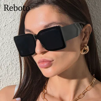 Brand de lux Supradimensionat ochelari de Soare pentru Femei Big Cadru la Modă Pătrat Negru Ochelari de Soare Pentru Femei Retro Largi Picior UV400 Ochelari Oculos