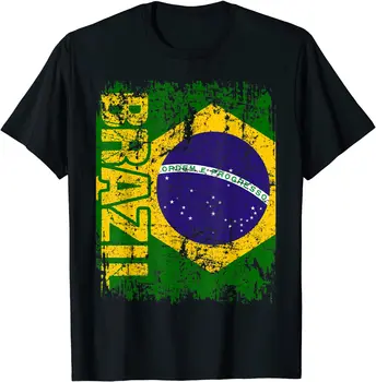 BRAZILIA BRAZILIA Flag Epocă în Dificultate BRAZILIA Bărbați Scurta Tricou Casual, din Bumbac 100% Tricouri Marimea S-3XL
