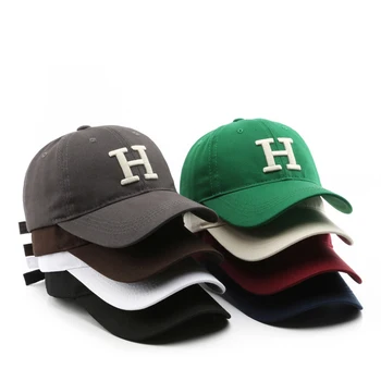 Bumbac Culoare Solidă Refuz Curbate Șase Panel Hat Litera H Brodat Sepci De Baseball Sporturi În Aer Liber Casual Pălării Reglabil Unisex