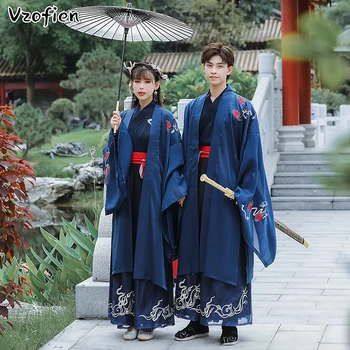 Bărbați Femei Hanfu Tradițională Chineză Tang Costum Haina Populara Rochie Dinastiei Han Vechi Costume De Dans Spadasin Vechi De Îmbrăcăminte